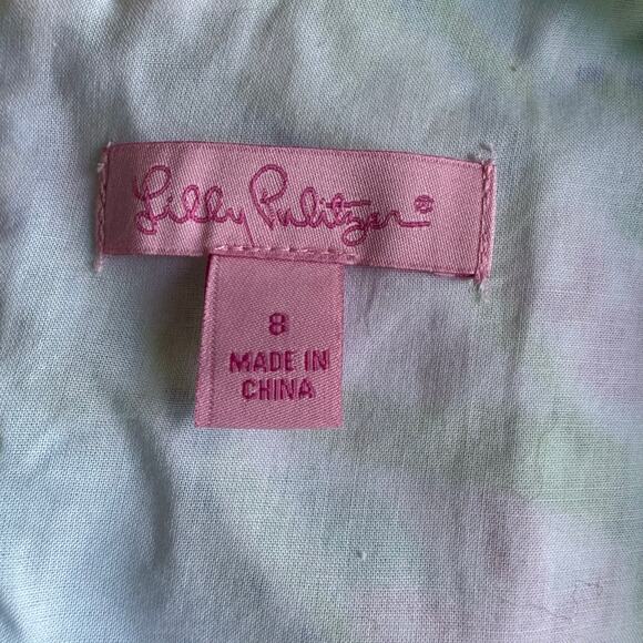 Lilly Pulitzer Dress Cathy Skye Blue Heaven Iridescent Lace Back Shift Size 8 - Picture 7 of 8